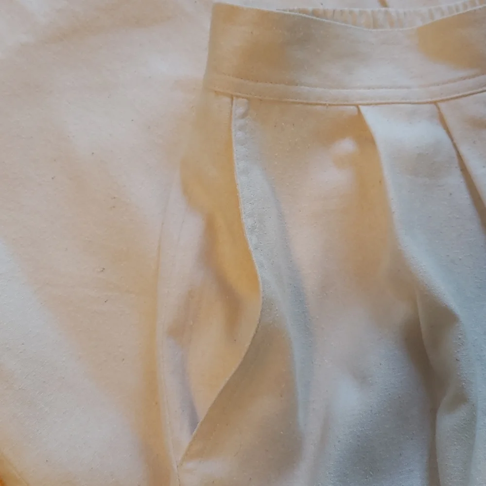 Vintage 90s Georgiou Cream Silk Skirt w/ Pockets - Picture 5 of 12
